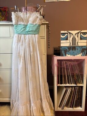 Vintage 70's Victor Costa Dress Ballgown Burnout Cream Wedding Gala Pageant Rare